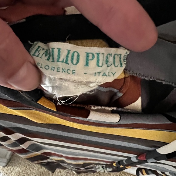 RARE Vintage 1960’s Emilio Pucci Signature Print Jersey Dress w/ beaded belt - Picture 4 of 10